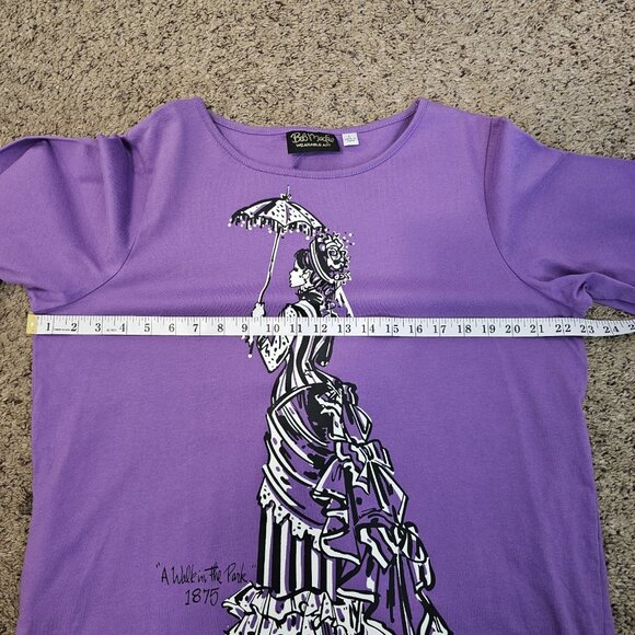 Bob Mackie A Walk In The Park 1875 Steampunk Purple Graphic 3/4 Sleeve Top L - Picture 9 of 10